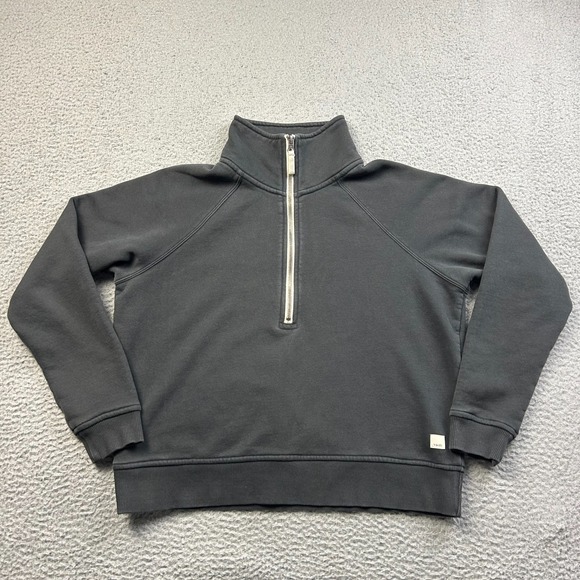 Vuori Tops - Vuori Womens Restore Half Zip Pullover Sweatshirt Black Charcoal Terry Small